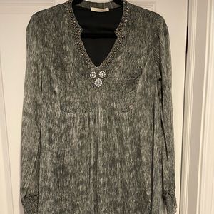 Dress, Chiffon, Grey pattern, with GemStones